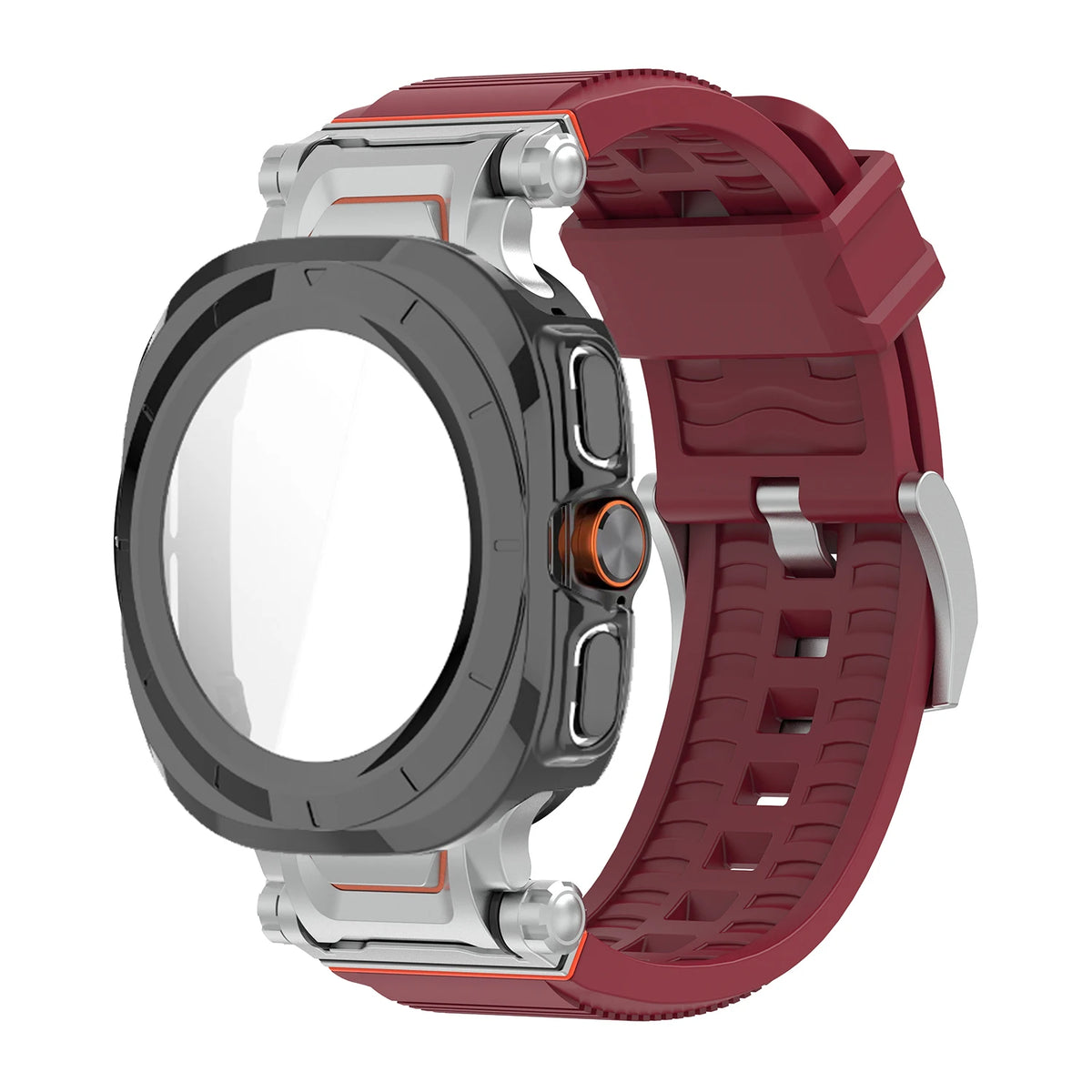 Samsung Galaxy Ultra/Ultra2 Silicone Sport Watch Band - Acrylic Case in BK Wine color with rugged design and secure fit.