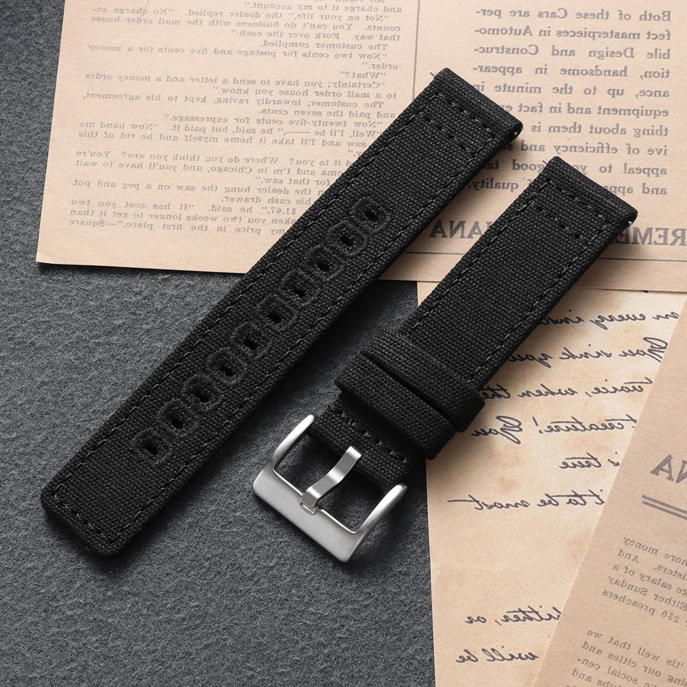 Garmin Stitched Canvas Nylon Band in Black with Silver Buckle