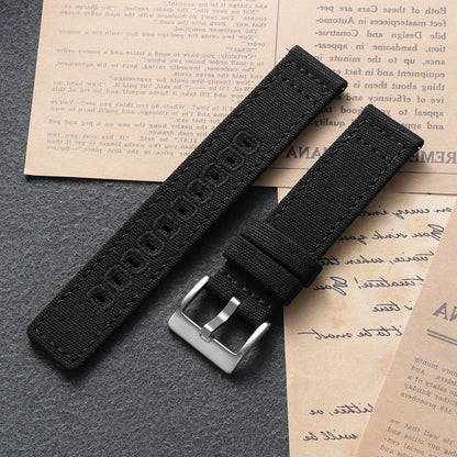 Garmin Stitched Canvas Nylon Band in Black with Silver Buckle