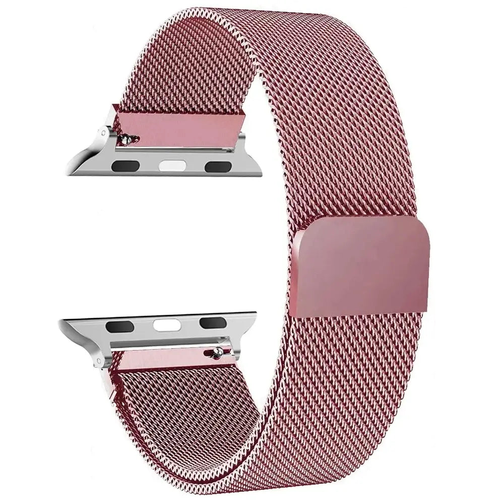 Pink stainless steel mesh Apple Watch band
