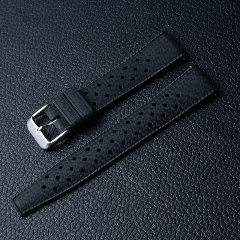 COROS Tropic-Style Perforated Rubber Band – Black