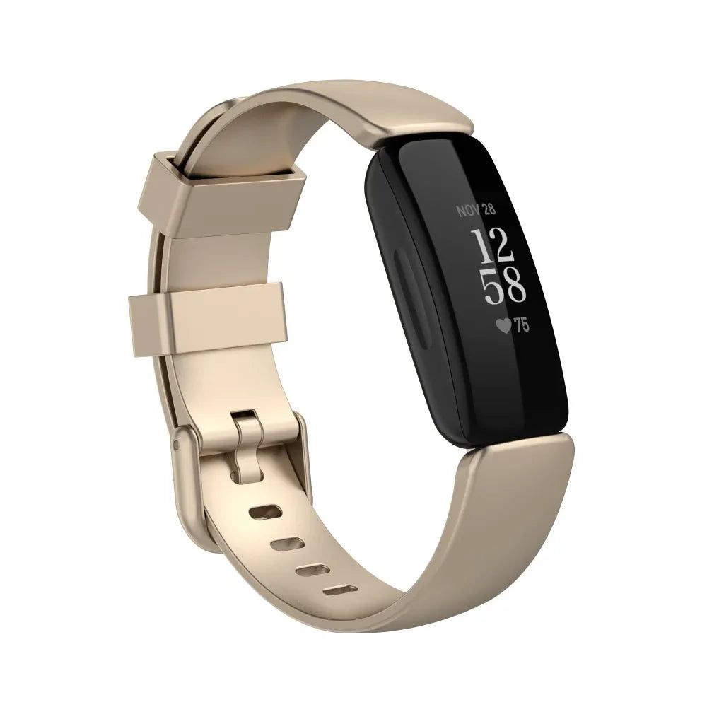 Fitbit Inspire 1/2/HR Classic Silicone Buckle Band - Metallic champagne gold band