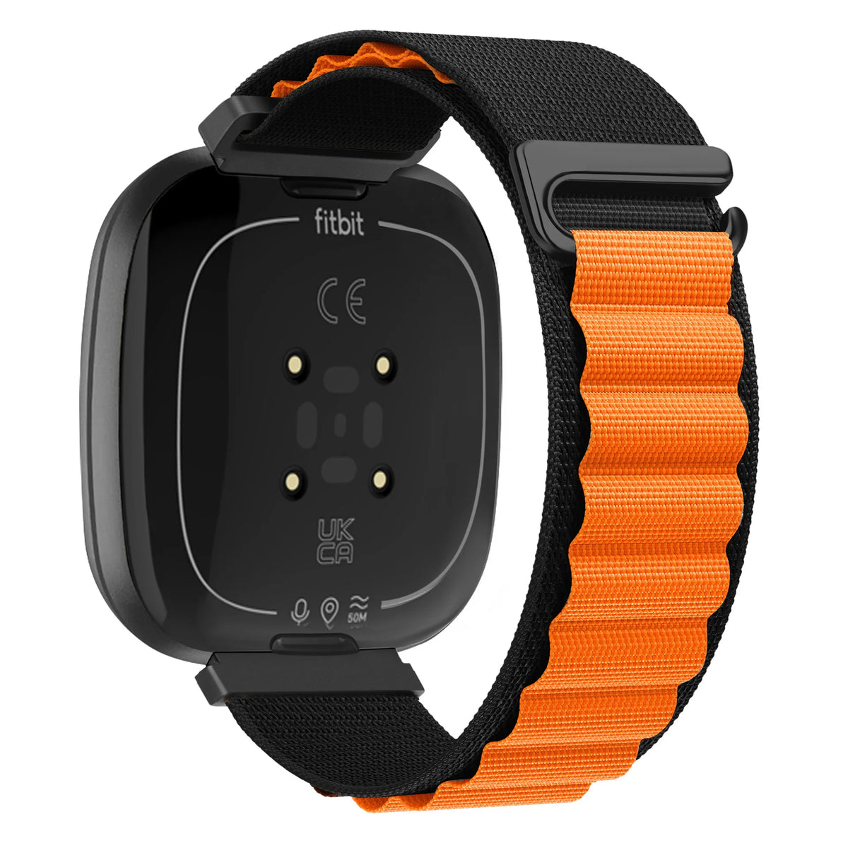 Black / Orange Fitbit Versa 4, Versa 3, Sense 2 and Sense Alpine Loop Nylon Band