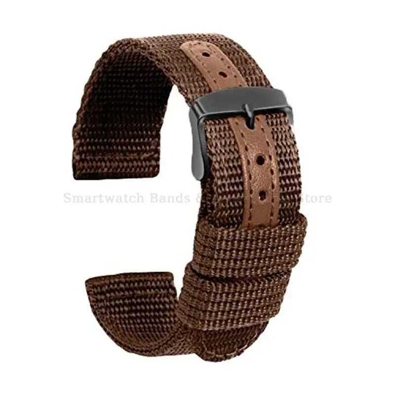 TicWatch Textured Nylon Band with Center Detail - Brown / Black Buckle