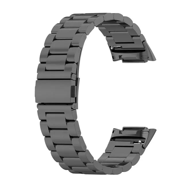Fitbit Charge 5 & 6 Stainless Steel Three-Link Band in Black