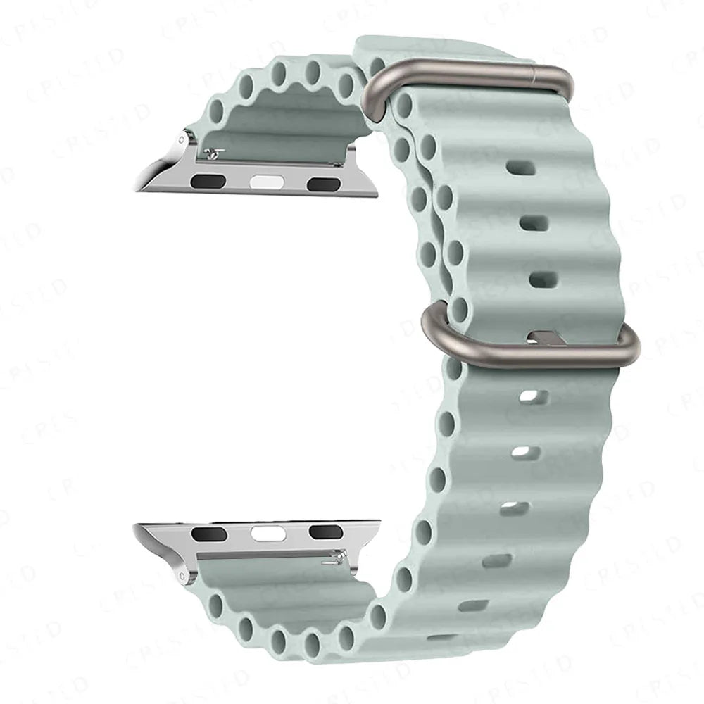 Ribbed Silicone Apple Watch Band - Solid & Two-Tone in Sage Green