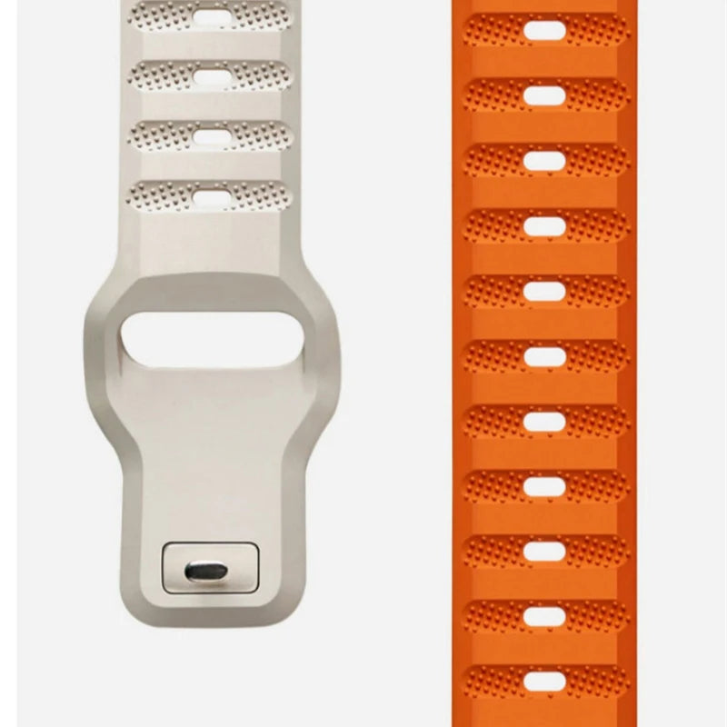 Samsung Galaxy Silicone Sport Watch Band - Ultra/Ultra2 Replacement in orange and gray colors.