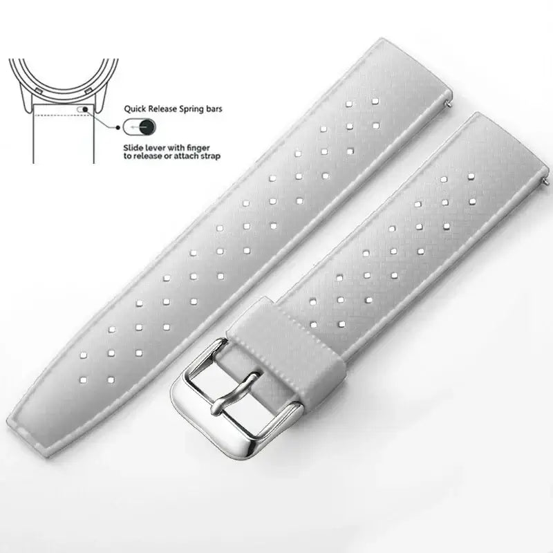Tropic Silicone Band for Amazfit – White / Silver Buckle (Option 1)