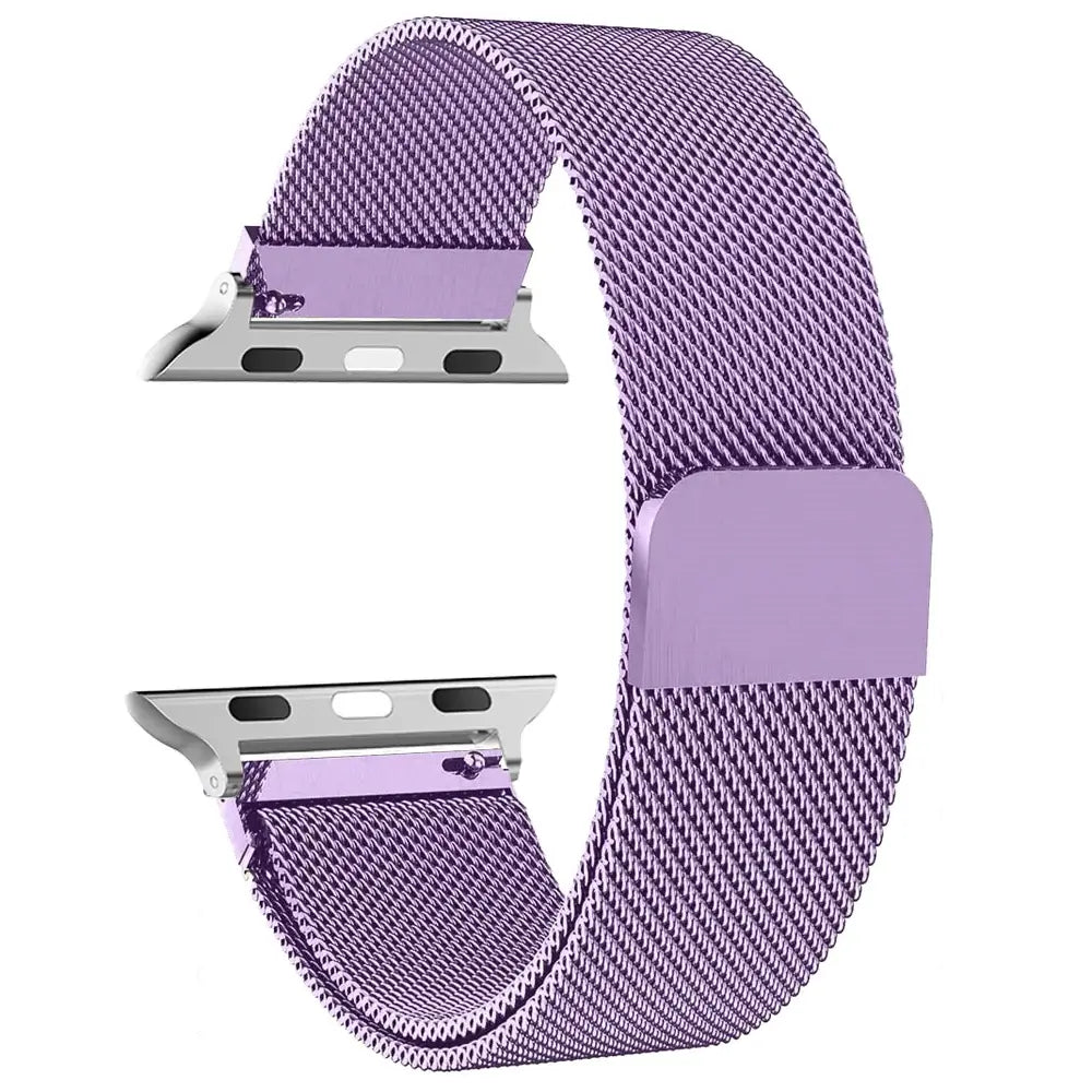 Lilac stainless steel mesh Apple Watch band with magnetic closure