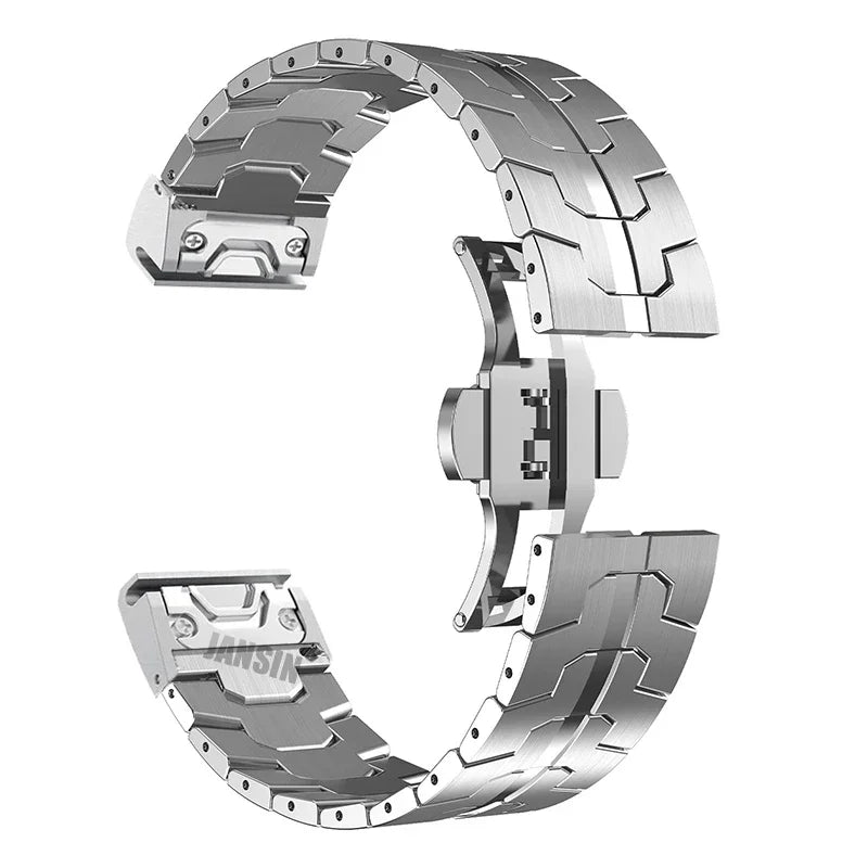 Silver Garmin QuickFit 22/26mm Stainless Steel Bracelet with Color Stripe