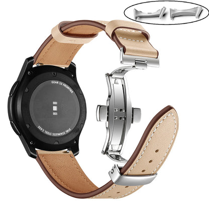 Black - Silver Clasp Google Pixel Watch 5, 4 and 3 45mm Leather Band, Butterfly Clasp
