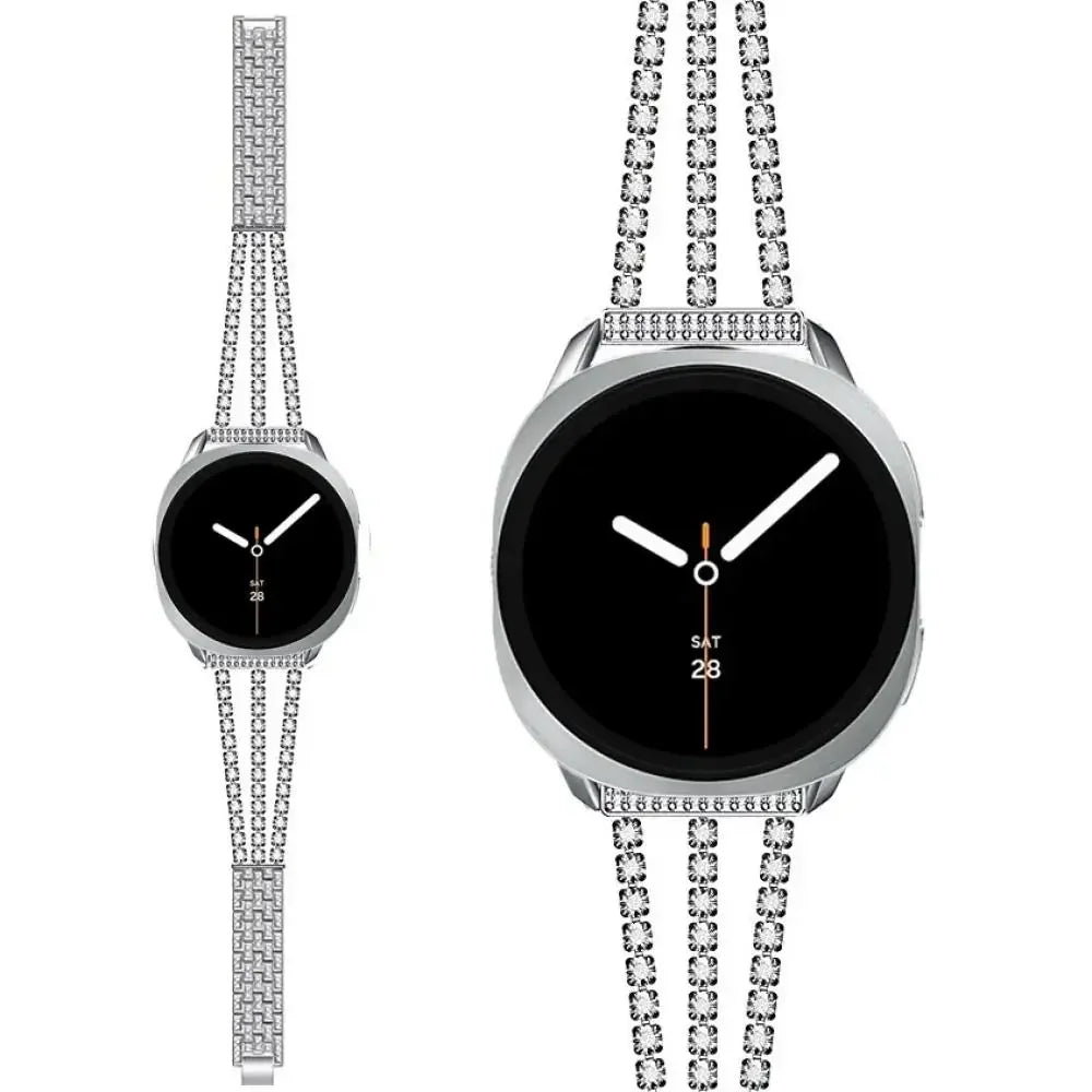 Samsung Galaxy Stainless Steel Diamond Watch Band - Watch8/Watch8 Classic/Watch9 with diamond-encrusted detailing.