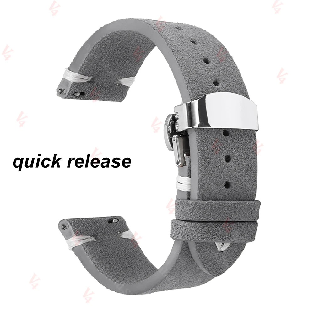 Garmin Suede Butterfly Clasp Band in Gray, White Stitching