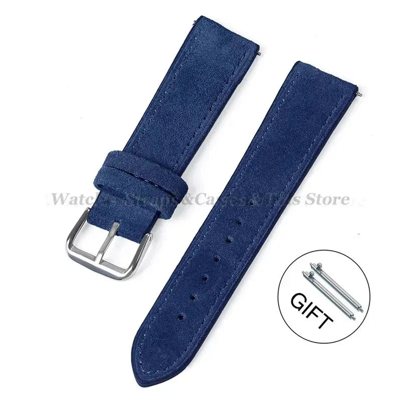 COROS Suede Leather Band with Tonal Stitching – Navy Blue