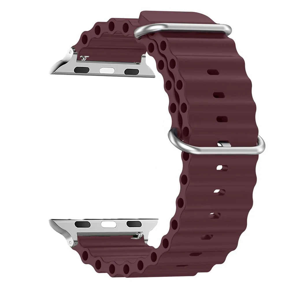 Ribbed Silicone Apple Watch Band - Solid & Two-Tone in Burgundy