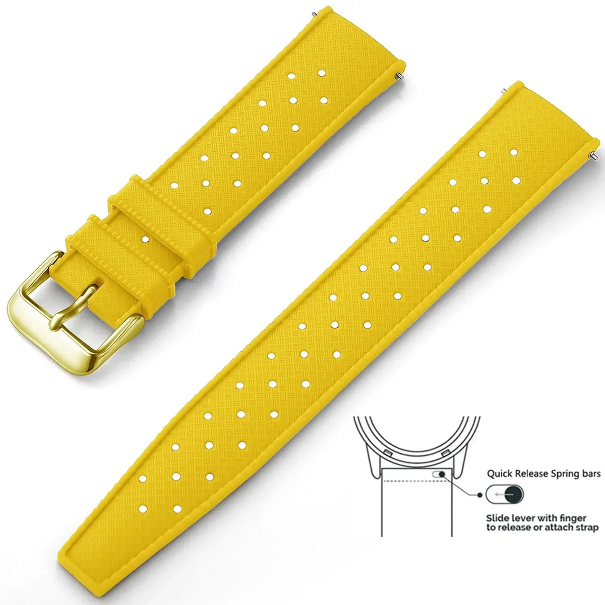 Tropic Silicone Band for Amazfit – Yellow / Gold Buckle