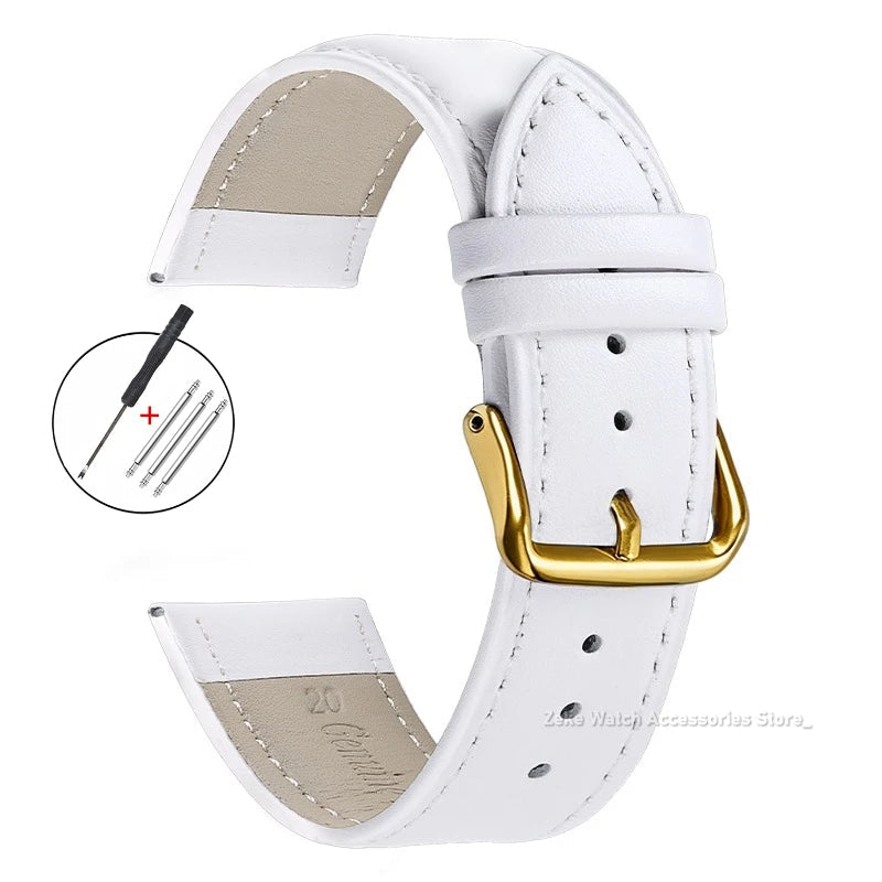 Garmin Slim Calfskin Band in White with Gold Buckle