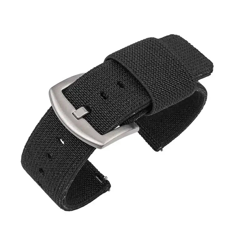 Samsung Galaxy Watch Solid & Striped Woven Strap in Black / Silver Buckle