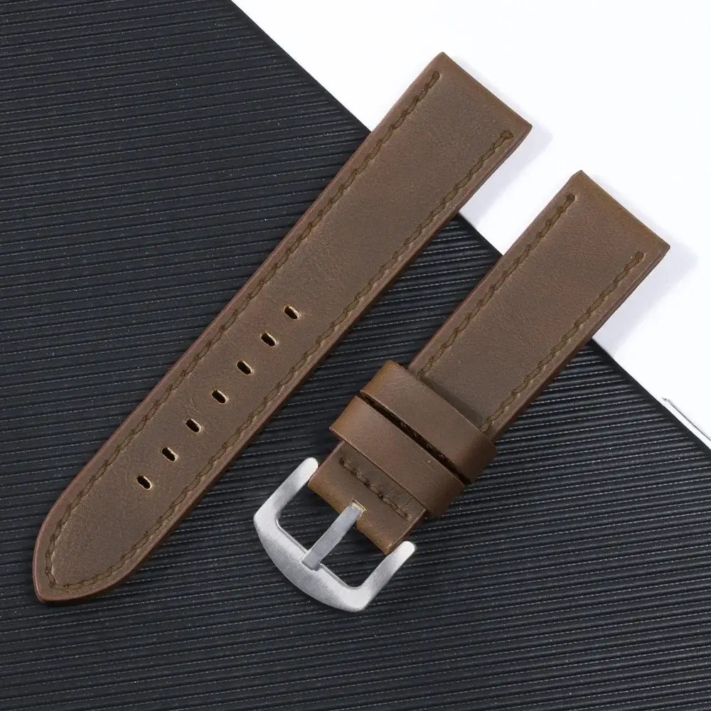 Suunto Leather Band with Stitching Options - Brown / Matching Stitching with silver buckle