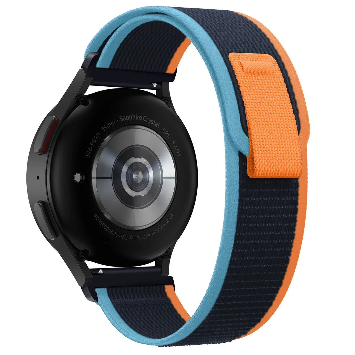 Motorola Moto Nylon Trail Loop Watch Band with Pull Tab — Navy / Blue / Orange