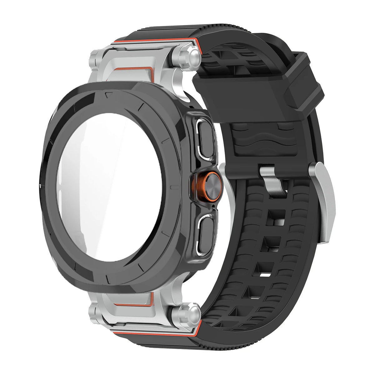 Samsung Galaxy Ultra/Ultra2 Silicone Sport Watch Band - Acrylic Case in BK Black with 47mm dial for robust protection.