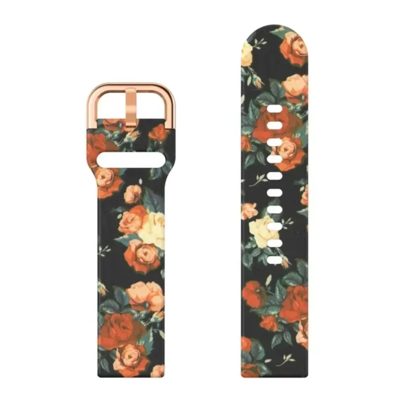 Garmin Printed Silicone Band in Red Rose