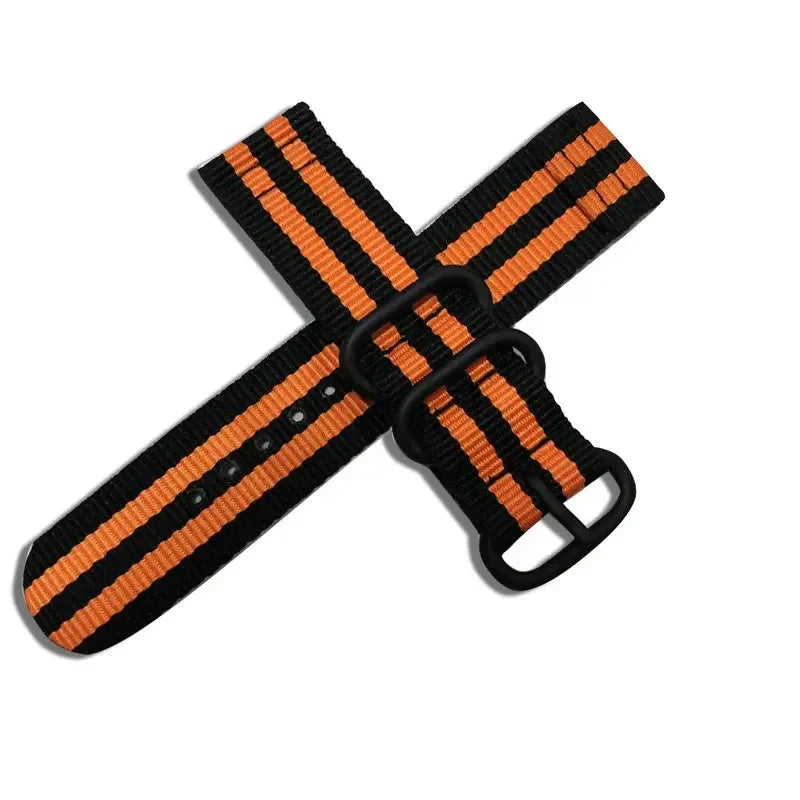 Motorola Moto Nylon Band with Metal Keepers — Black / Orange Stripes