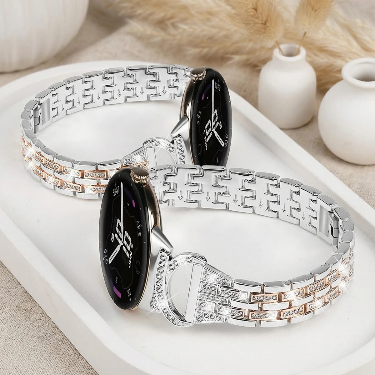 Google Pixel Watch 5, 4 and 3 41mm Rhinestone Bead Bracelet Band — band detail