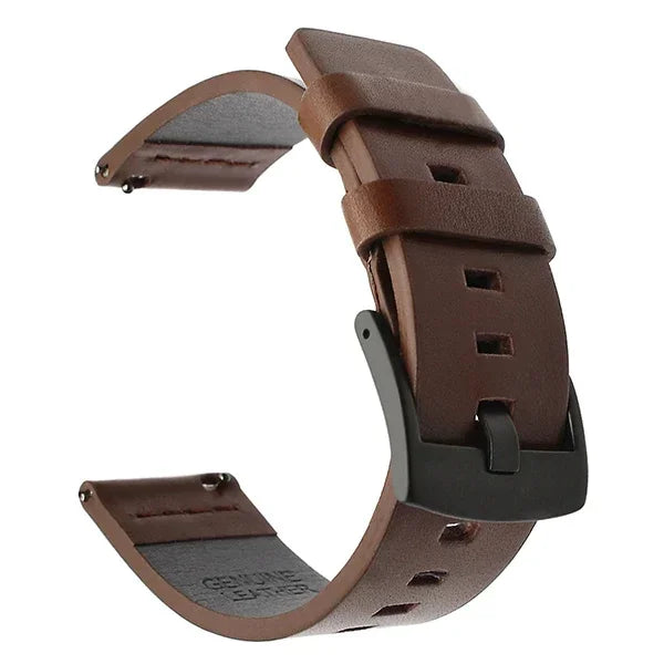 Polar Leather Band with Square Adjustment Holes — Brown / Black Buckle