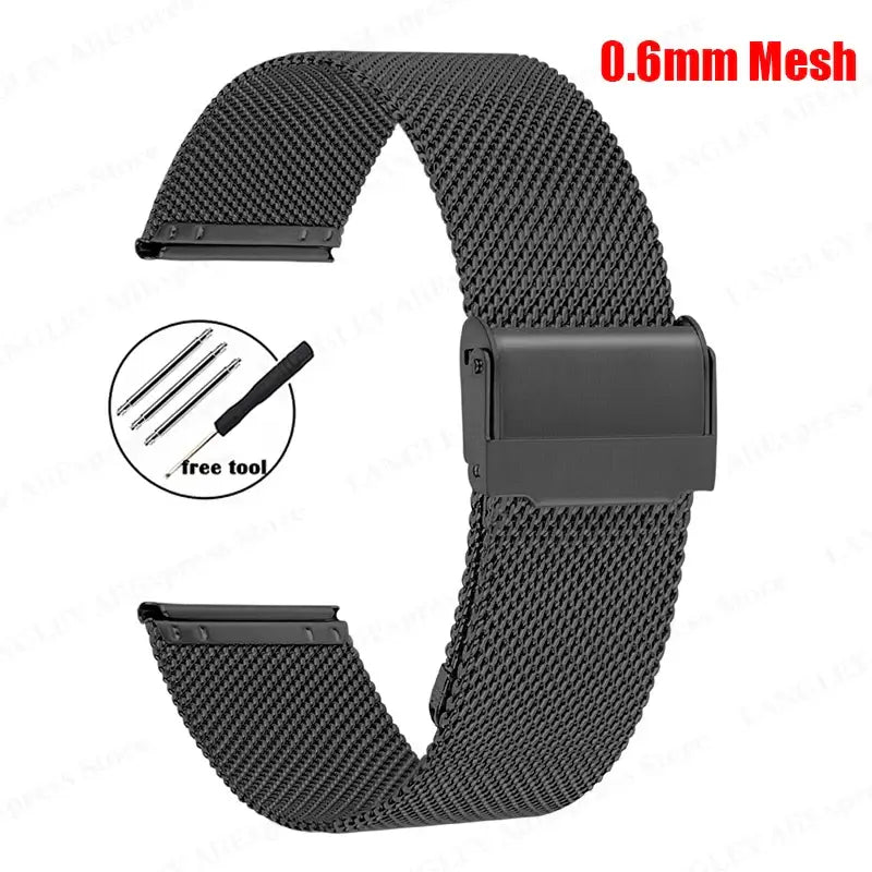 Samsung Galaxy Watch Milanese Mesh Clasp Band in 0.6mm Mesh / Black