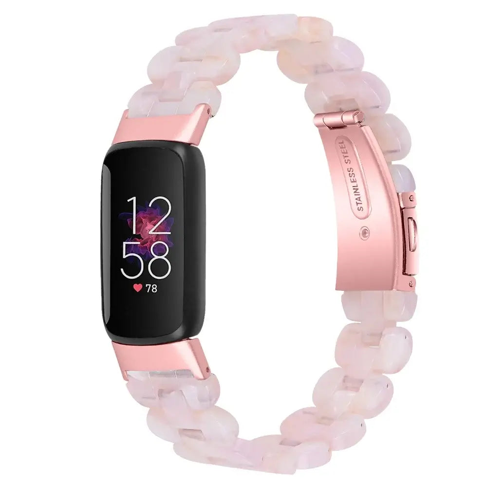 Fitbit Luxe Marbled & Tortoiseshell Resin Band - Pale Pink / Rose Pink