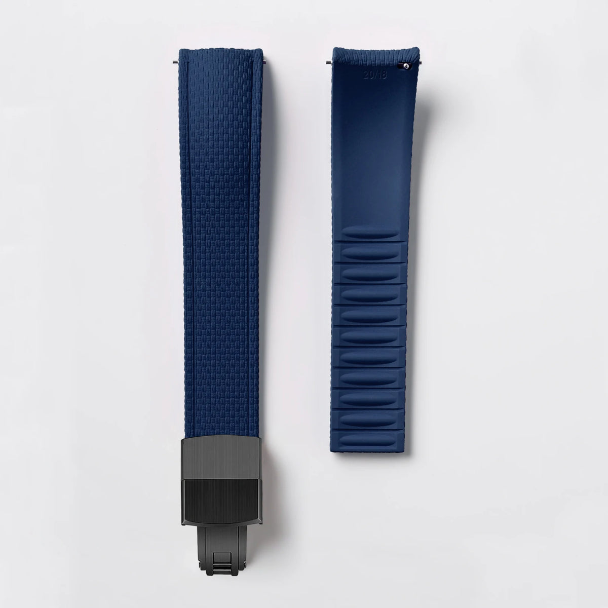 Garmin Curved-End FKM Rubber Band in Navy Blue with Black Clasp