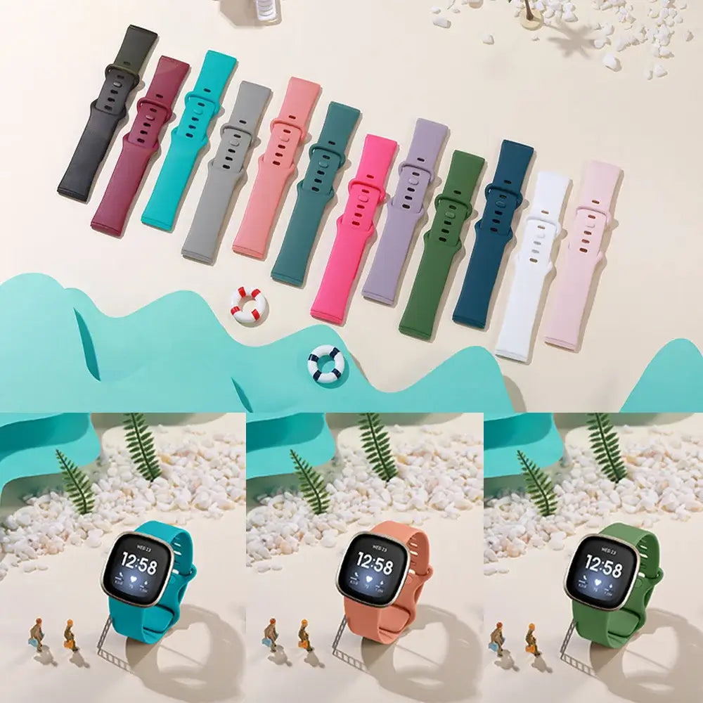 Fitbit Versa & Sense Silicone Double-Loop Band - Assorted colors and wrist views
