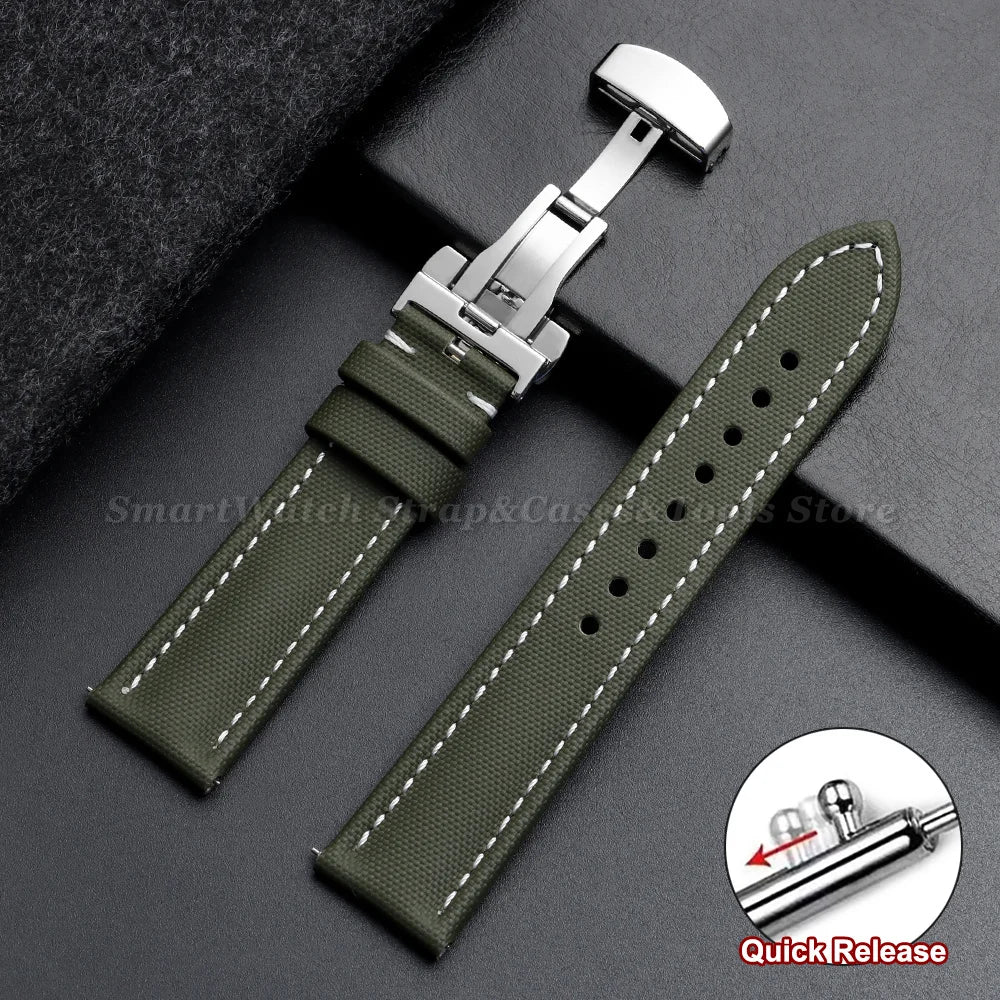Garmin Sailcloth Band in Green, White Stitching
