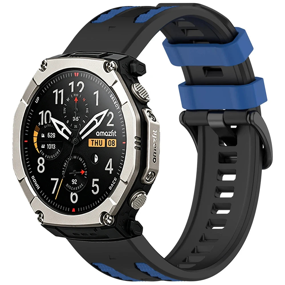 Black / Dark Blue Garmin QuickFit 22/26mm Silicone Band with Contrast Keepers