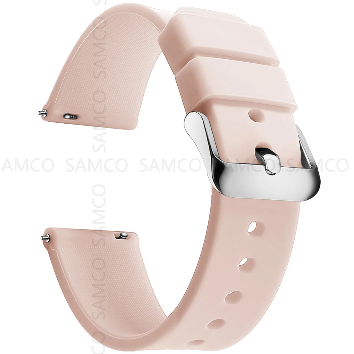 Garmin Curved-End Silicone Band in Pale Pink with Silver Buckle
