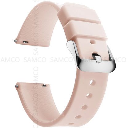 Garmin Curved-End Silicone Band in Pale Pink with Silver Buckle