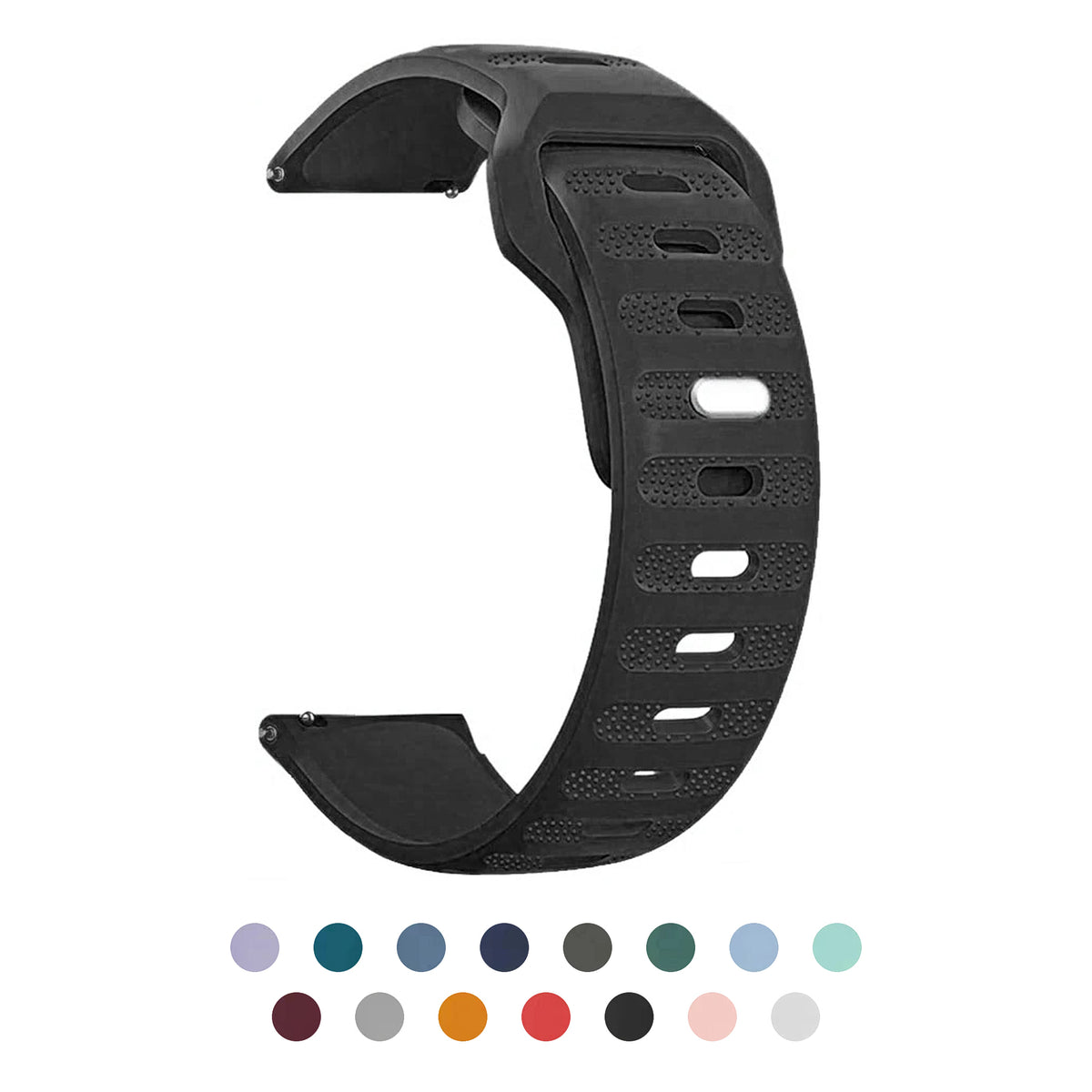 Textured Pin-and-Tuck Silicone Band for Motorola Moto — Black textured band with color swatches