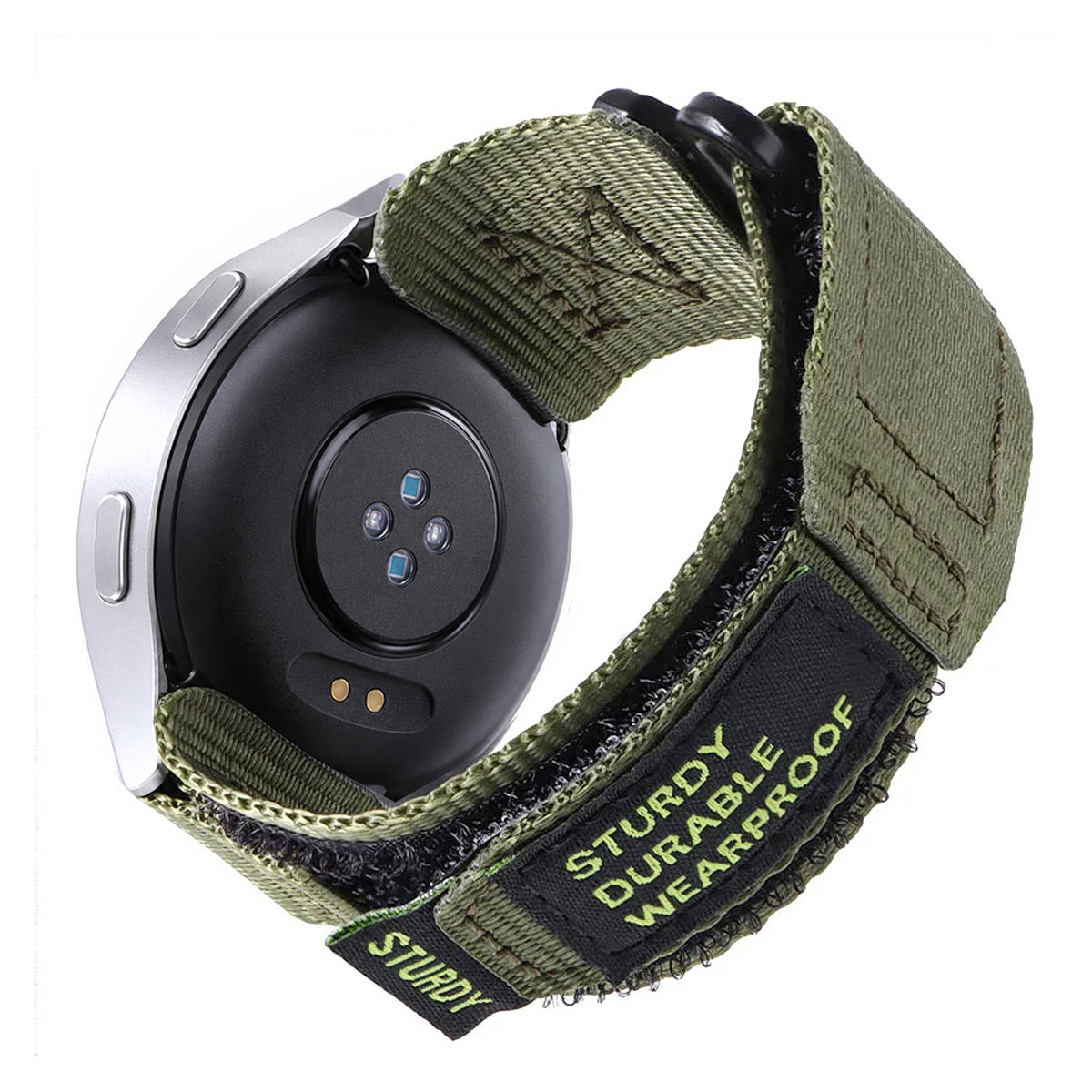 Motorola Moto Watch Rugged Nylon Hook-and-Loop Band, Metal Ring — original band and real variant previews