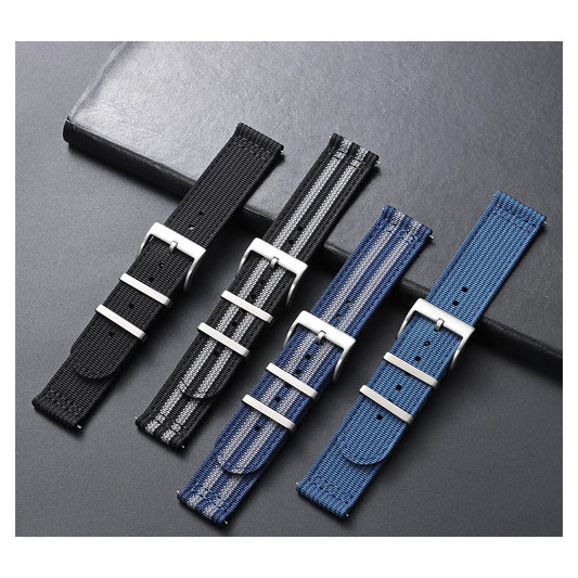 Motorola Moto Watch Ribbed Nylon Two-Piece Band with Keepers — original band and real variant previews