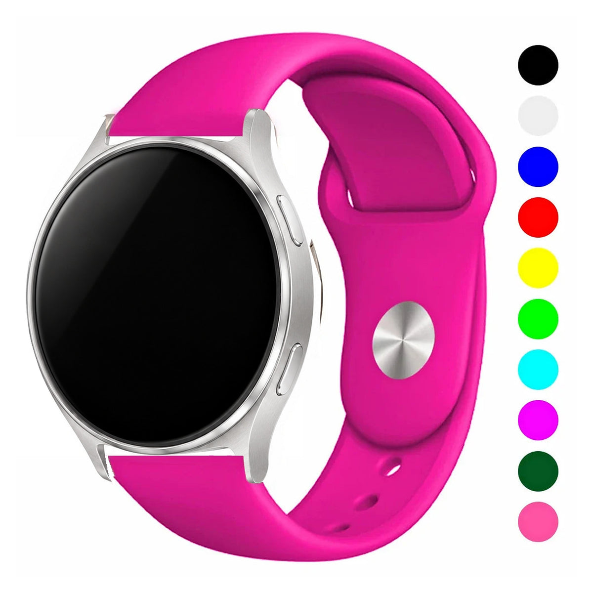 Motorola Moto Watch Smooth Silicone Pin-and-Tuck Band, 30 Colors — original band and real variant previews