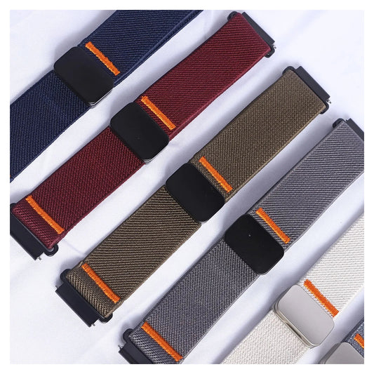 Motorola Moto Watch Stretch Nylon Band with Magnetic Clasp — original band and real variant previews