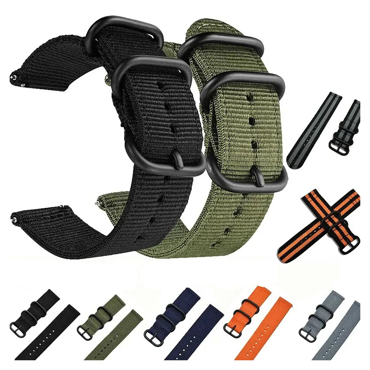 Motorola Moto Watch Two-Piece NATO-Style Nylon Band — original band and real variant previews