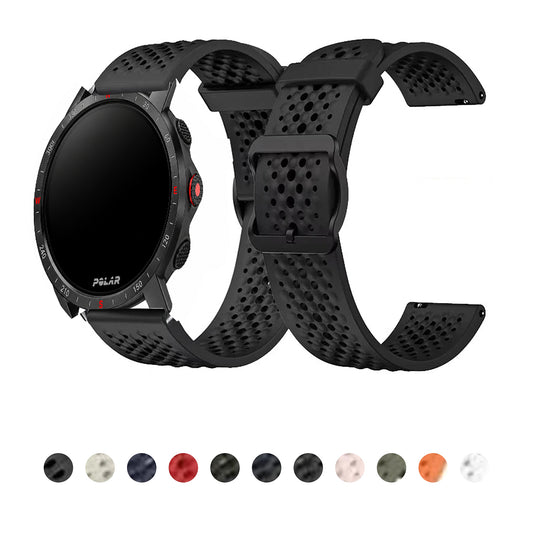 Perforated Silicone Buckle Band for Polar – black band and color previews