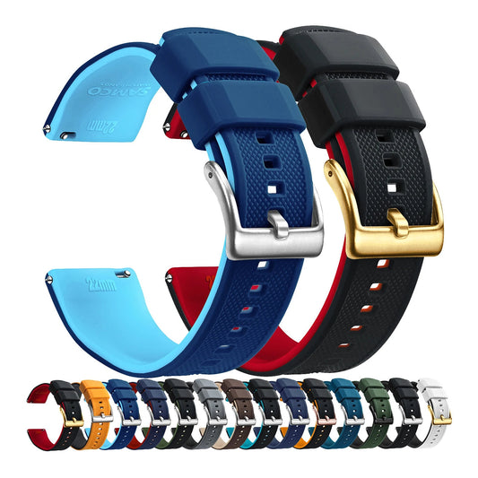 Polar Textured Silicone Band with Buckle Choices – two-tone bands and color previews