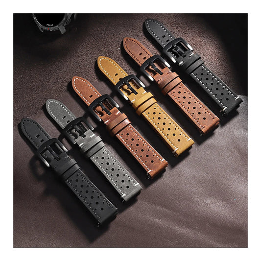Polar Perforated Leather Band with Stitched Edges – perforated leather color selection