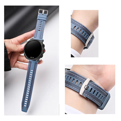 Textured Silicone Band for Polar – slate blue strap worn on wrist