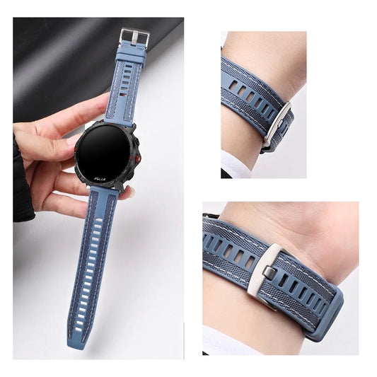 Textured Silicone Band for Polar – slate blue strap worn on wrist