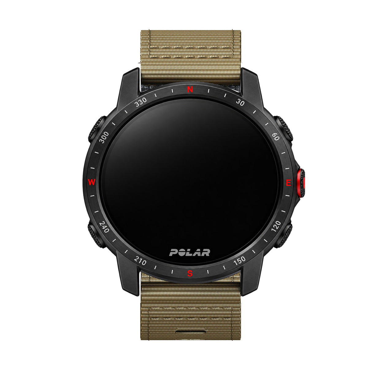 Polar Ribbed Nylon Band with Black Buckle – khaki ribbed nylon band on watch