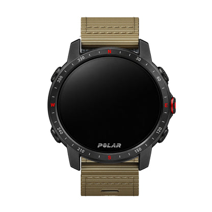 Polar Ribbed Nylon Band with Black Buckle – khaki ribbed nylon band on watch